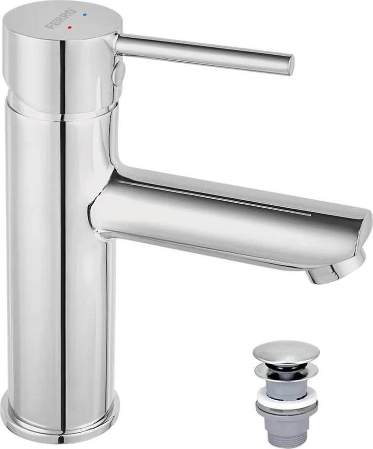 FERRO - Смесител за мивка + изпускател FIESTA лъскав хром