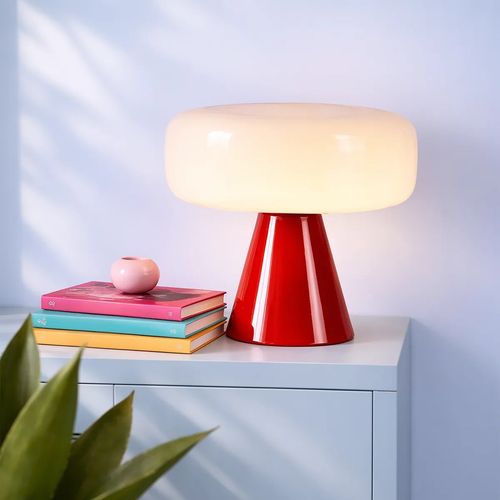Ретро настолна лампа червена с бяло - Knob