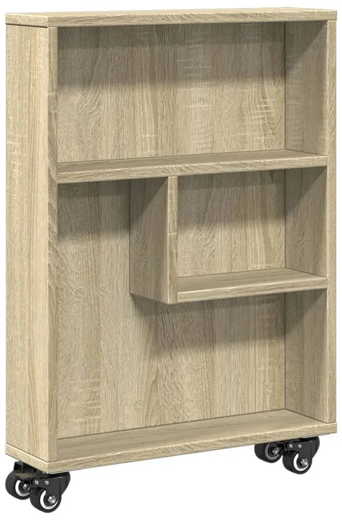 855225 vidaXL Тясна количка за съхранение, дъб сонома, 48x13x68 см, инженерно дърво