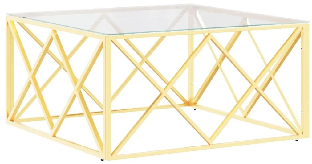 349970 vidaXL Маса за кафе 80x80x40 cм неръждаема стомана и стъкло