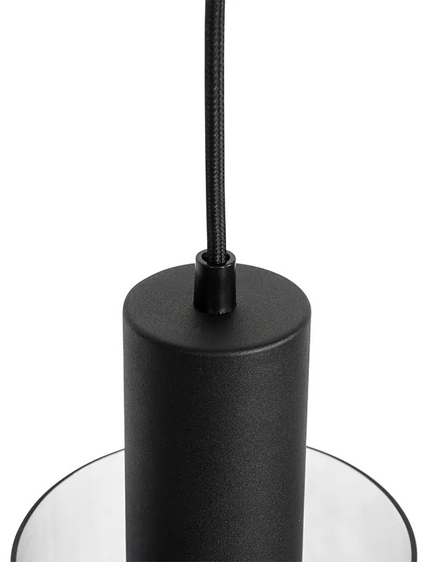 Винтидж висяща лампа черна с димно стъкло - Vidra