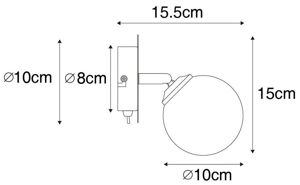 Модерен прожектор златен с опалово стъкло с превключвател - Атина
