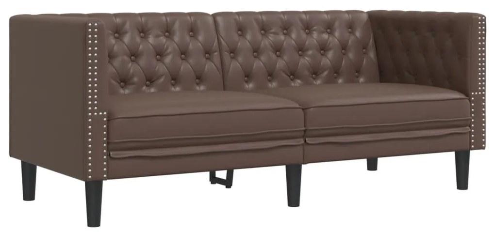 372661 vidaXL Честърфийлд диван с 2 седалки Кафява kunstnahast