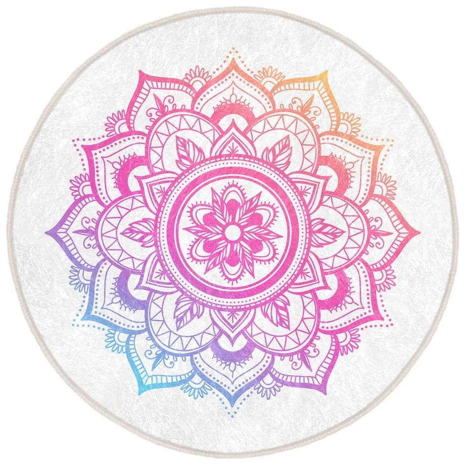 Бяло-розов кръгъл килим подходящ за пране и за прахосмукачки роботи ø 80 cm Comfort – Mila Home