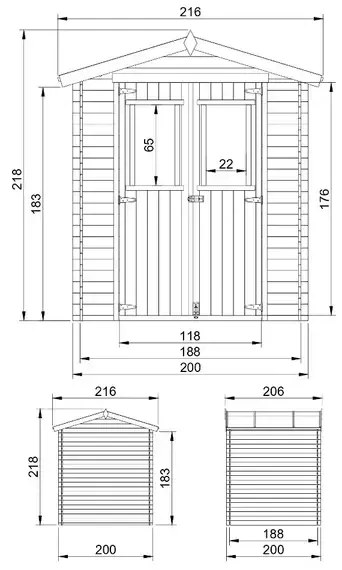 Барака с под - 200 x 200 см – 4 м2