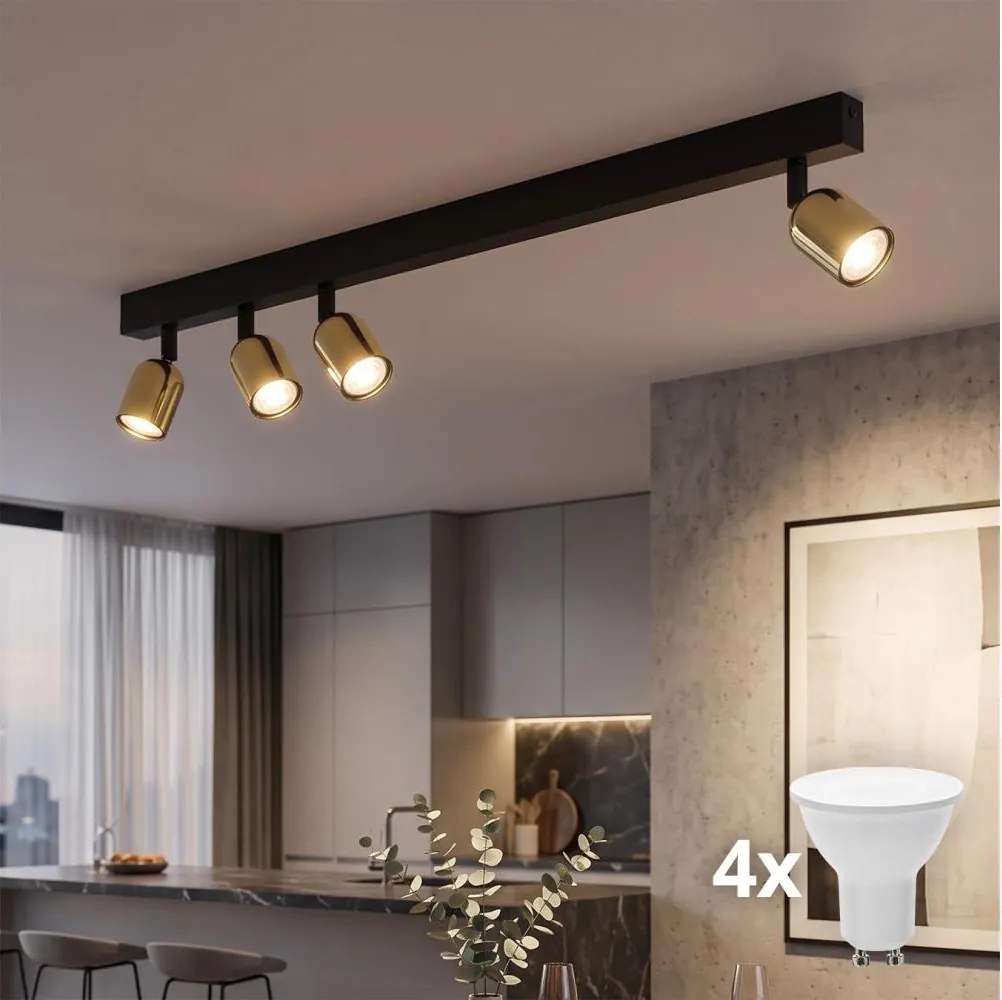 LED точково осветително тяло TOP 4xGU10/10W/230V черно/златисто