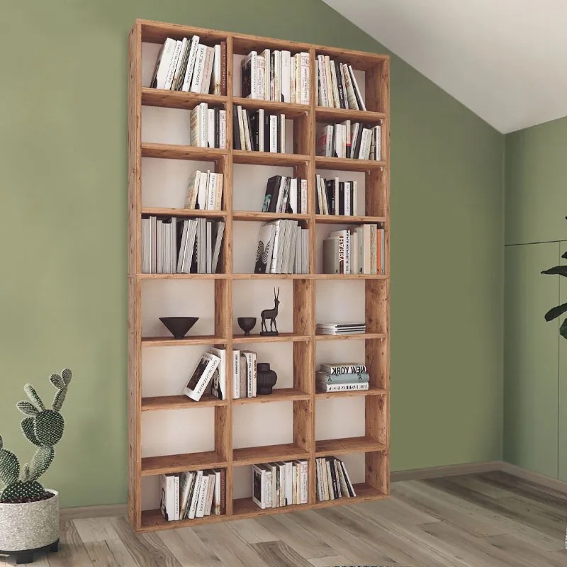 Книжна етажерка Fyodor меламинов в цвят борова дъб 102x16x178см.