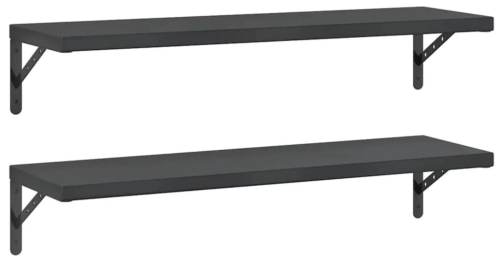 3214512 vidaXL Стенни рафтове 2 бр 100x30 см черни неръждаема стомана