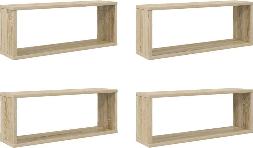 807143 vidaXL Стенни кубични рафтове, 4 бр, дъб сонома, 60x15x23 см