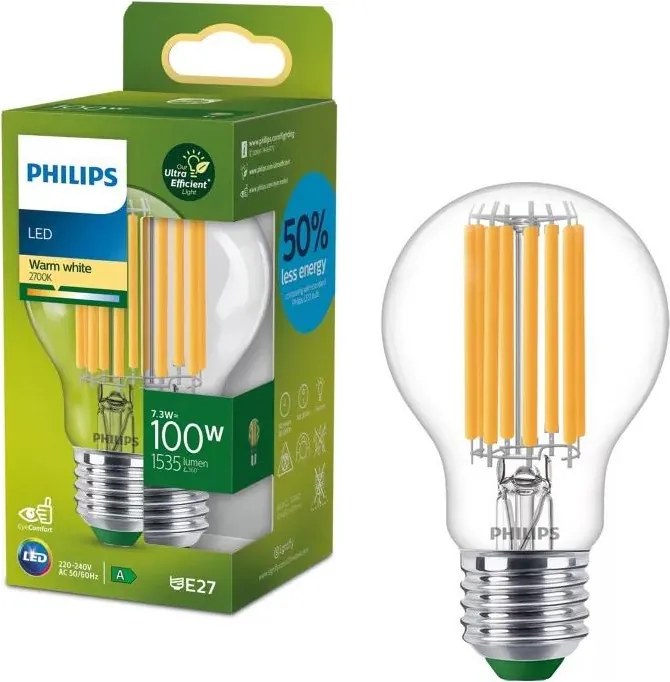 LED крушка ULTRAEFFICIENT VINTAGE Philips A60 E27/7,3W/230V 2700K