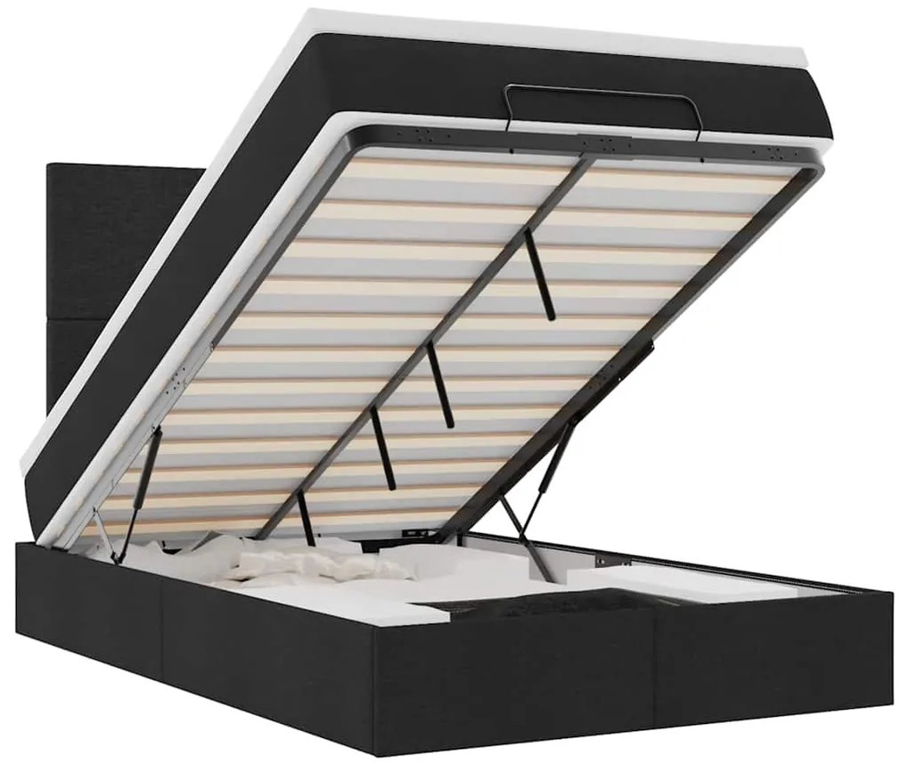 3313908 vidaXL Османска легло с матрак и LED, черно, 120x190 см, плат