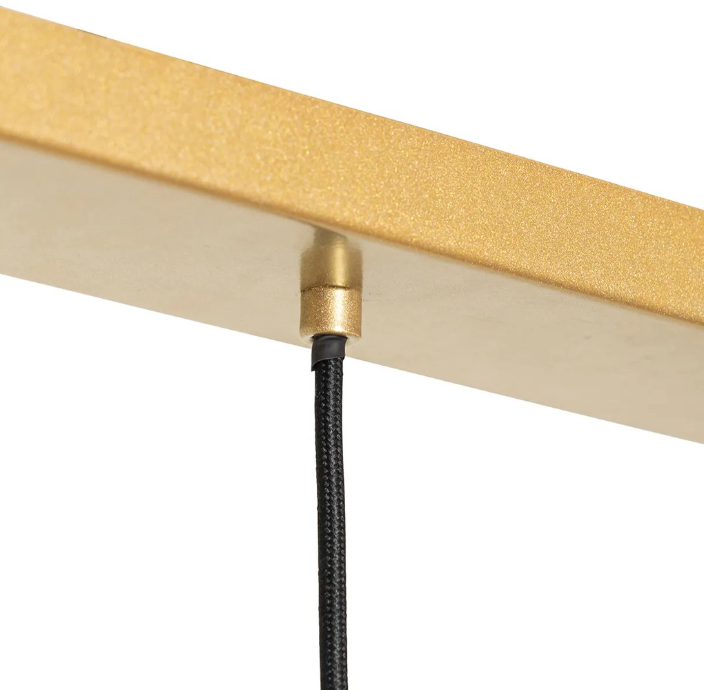 Висяща лампа в стил арт деко златиста с бяло стъкло 3-лампа - Isabella