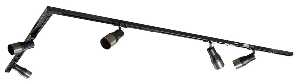 Модерна релсова система за осветление с 5 прожектора цвят оръжейно сиво 1-фазов - Iconic Kohua