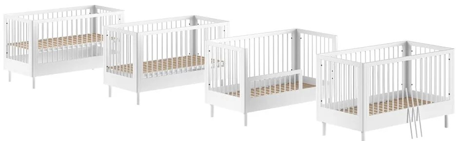 Бяло детско креватче 70x140 cm от масивен бук Forrest – Vipack