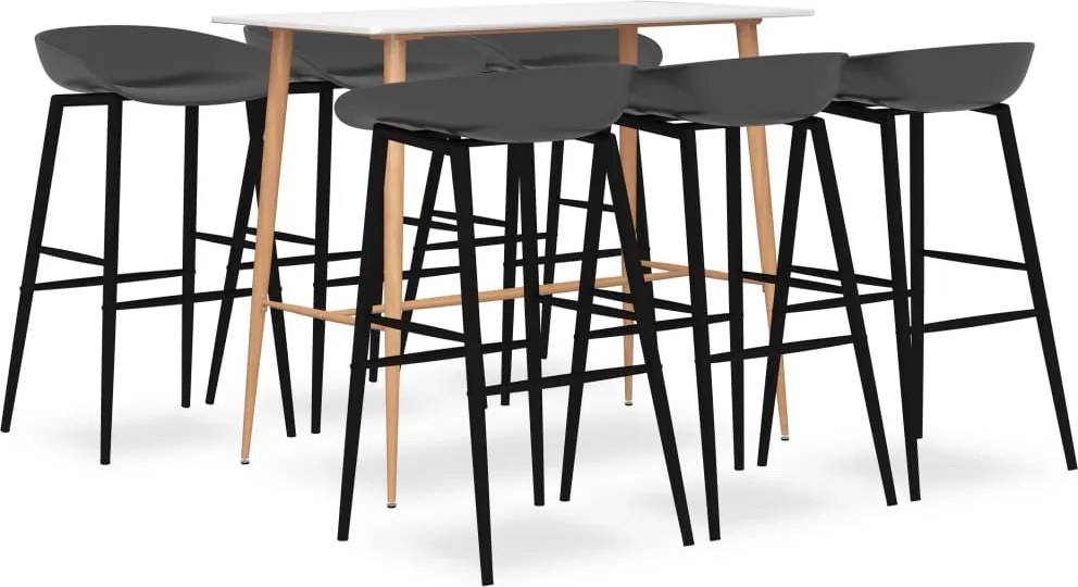 3057453 vidaXL Бар комплект от 7 части, бяло и сиво