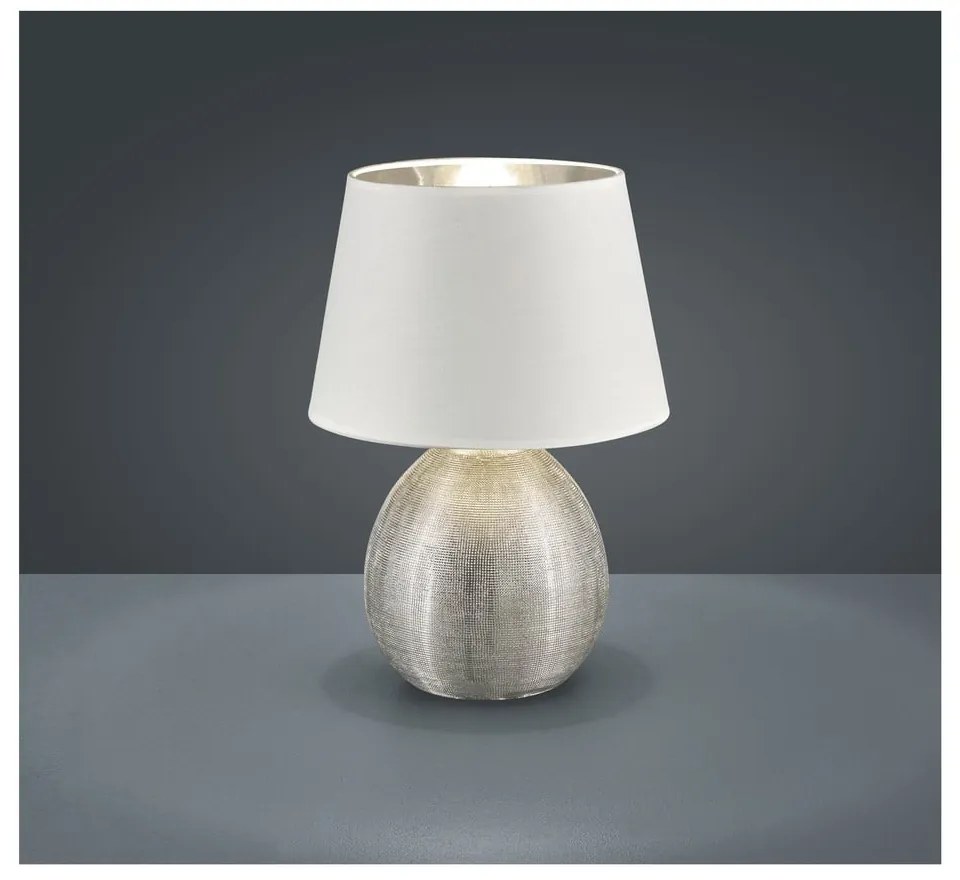 Бяла настолна лампа от керамика и плат, височина 35 cm Luxor - Reality