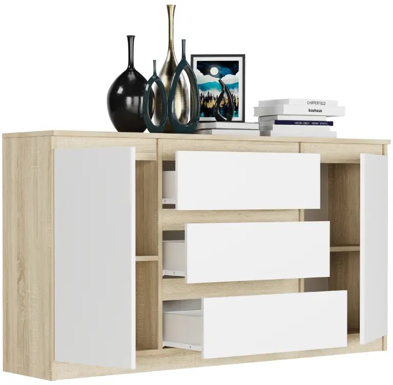 Просторен скрин R-140-S3 - различни цветови варианти сонома микс бяло