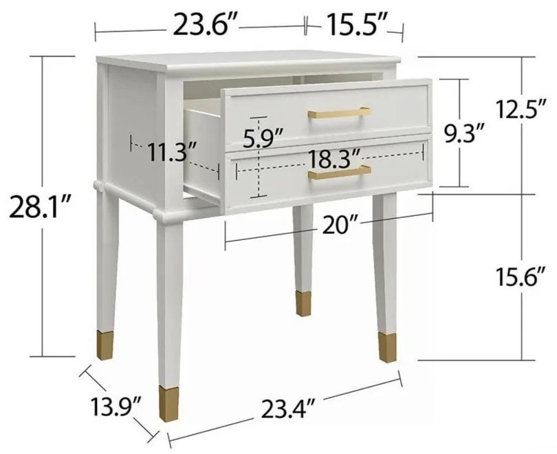 Бяло нощно шкафче Westerleigh – CosmoLiving by Cosmopolitan