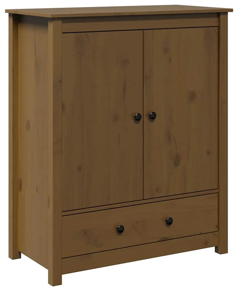 823517 vidaXL Висок шкаф, меденокафяв, 83x41,5x100 см, бор масив