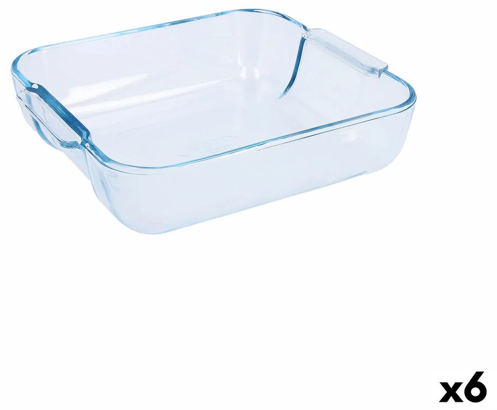 Поднос за сервиране Pyrex Classic Квадратек Прозрачен Cтъкло 25 x 22 x 6 cm (6 броя)