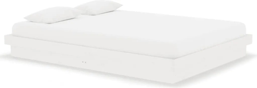 819953 vidaXL Рамка за легло, бяла, масивно дърво, 140x190 см