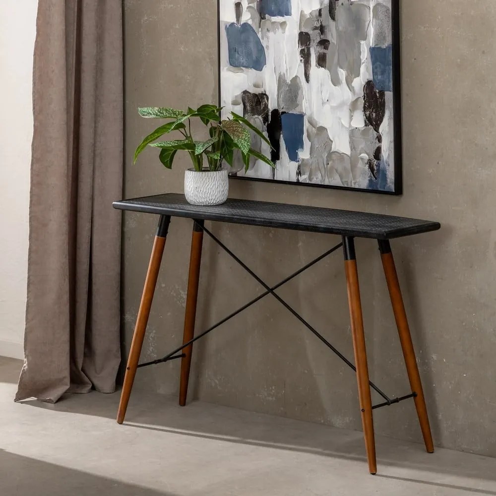 Черна метална конзолна маса 38x120 cm Oslo – Ixia