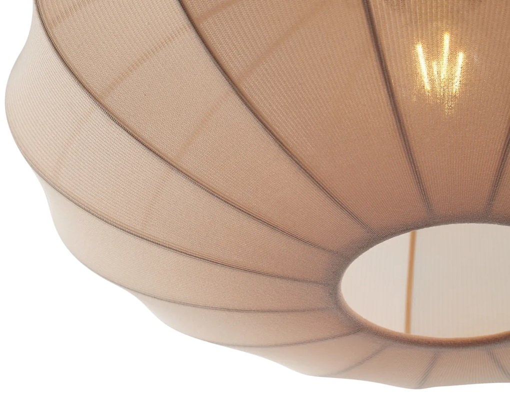 Japandi висяща лампа черна с кафяв текстилен абажур - Bida