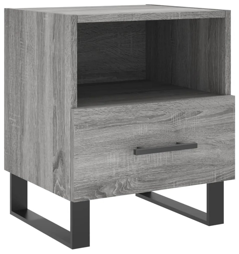 827496 vidaXL Нощно шкафче, сив сонома, 40x35x47,5 см, инженерно дърво