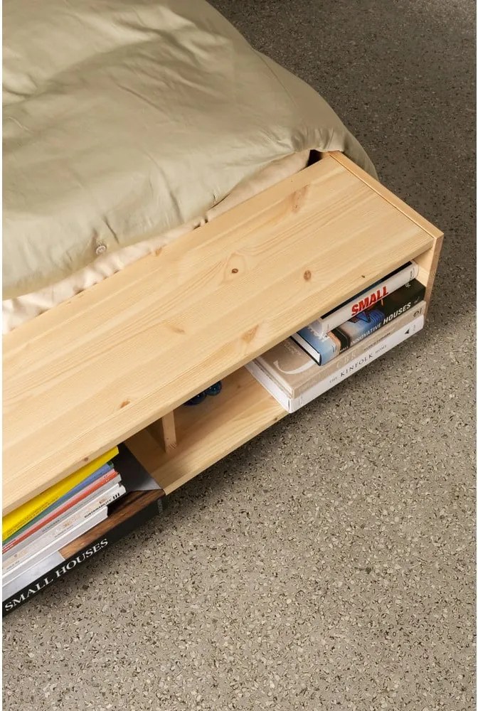 Двойно легло от масивен бор с включена подматрачна рамка в естествен цвят 180x200 cm Merge – Karup Design