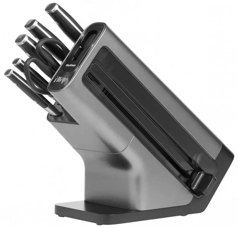 Комплект кухненски ножове с точило Ninja K32014EUUK, 6 части, StaySharp, Ергономичен дизайн, Сребрист/черен