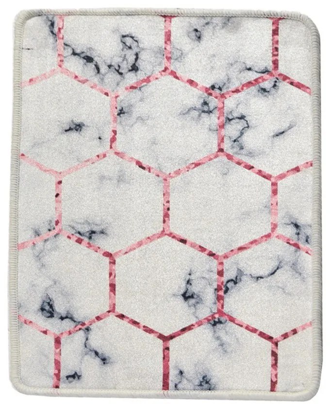 Бяла/сива постелка за баня 60x40 cm Honeycomb - Foutastic