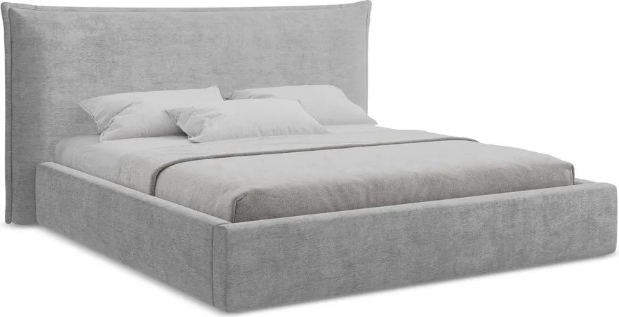 Светлосиво двойно легло 140x200 cm тапицирано с място за съхранение с включена подматрачна рамка Esala – Makamii