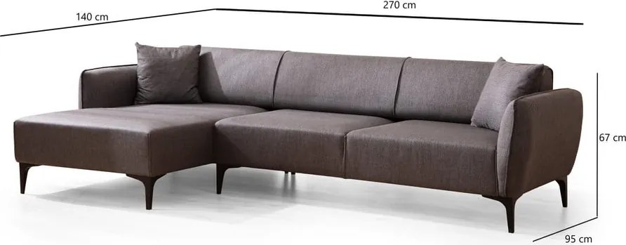 Тъмно сив ъглов диван , ляв ъгъл Belissimo – Balcab Home