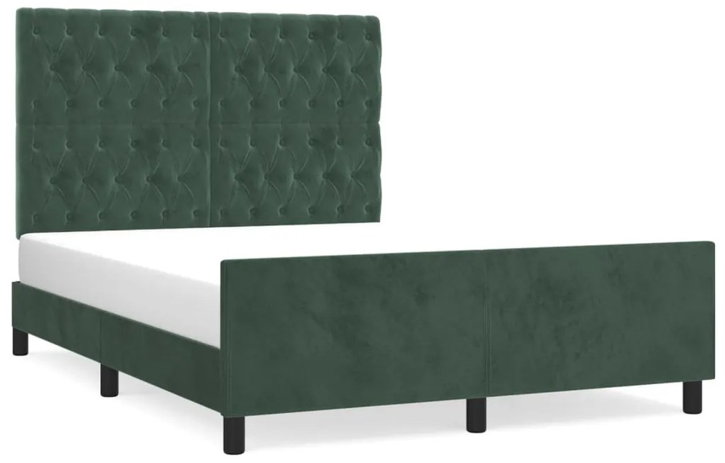3125943 vidaXL Рамка за легло без матрак, тъмнозелена, 140x200 см, кадифе