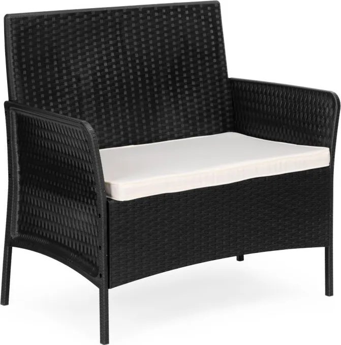 Градински мебели от ратан в черно - стилен комплект с пейка, кресла и маса