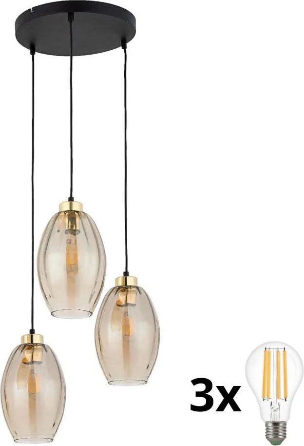 LED полилей на кабел SEBO 3xE27/15W/230V черен/опушен бежов