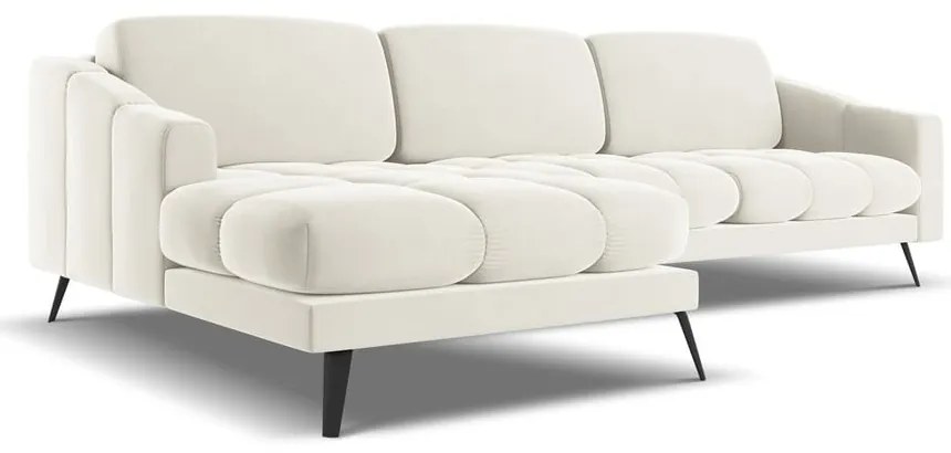 Кремав кадифен ъглов диван (ляв ъгъл) Nalu – Makamii