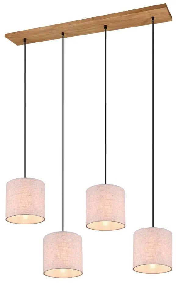 Бежово висящо осветително тяло с текстилен абажур Elmau – Trio