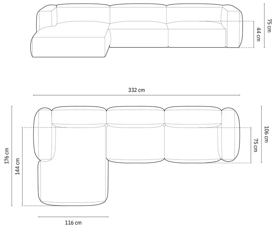 Зелен модулен ъглов диван (ляв ъгъл) Martina – Micadoni Home