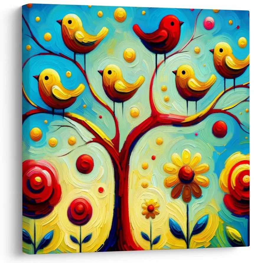 Картина на платно – Цветя и дърво на живота