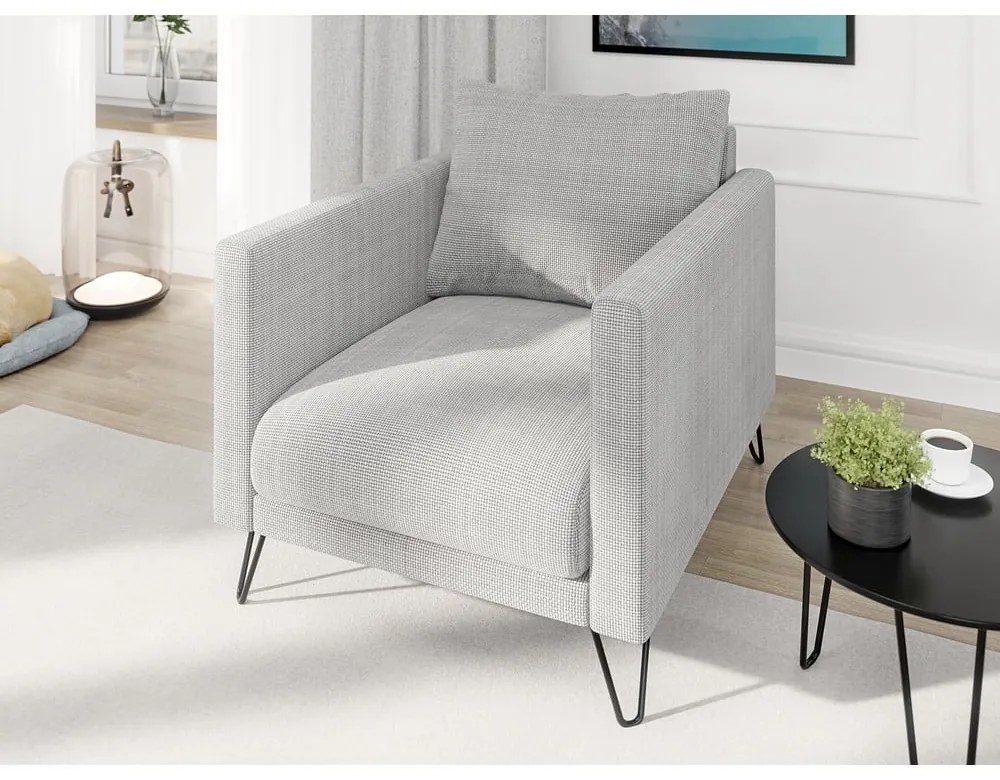 Светлосиво шенилово кресло Freya – Ropez