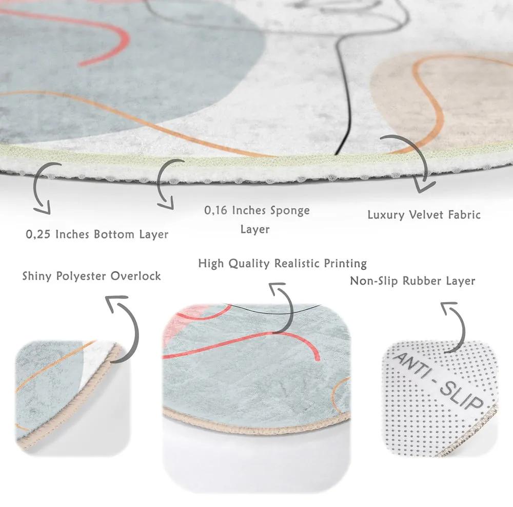 Бял кръгъл килим подходящ за пране и за прахосмукачки роботи ø 80 cm Comfort – Mila Home