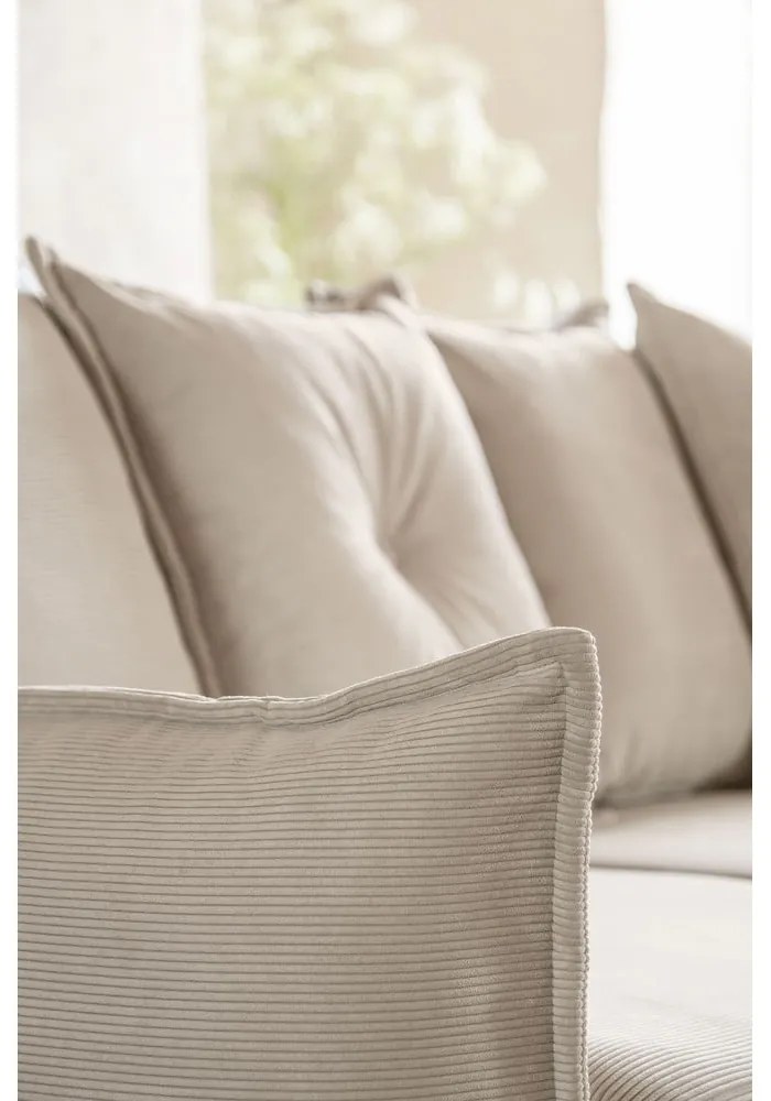 Бежов ъглов диван от велур (десен ъгъл) Lazy Lukka - Miuform