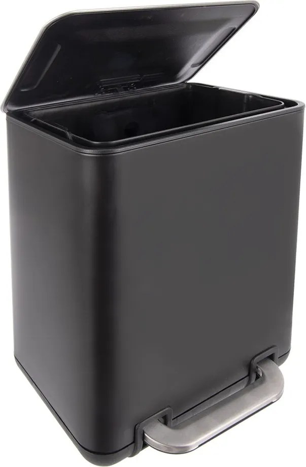 Черно кошче за боклук с педал от неръждаема стомана 20 l Black – Orion
