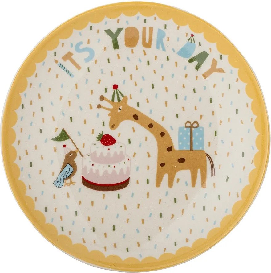 Жълта/кремава глинена детска чиния ø 16 cm Celebrate – Bloomingville Mini