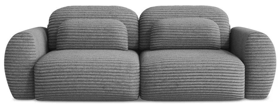 Тъмносив разтегателен диван с място за съхранение от рипсено кадифе 266 cm Kini – Makamii