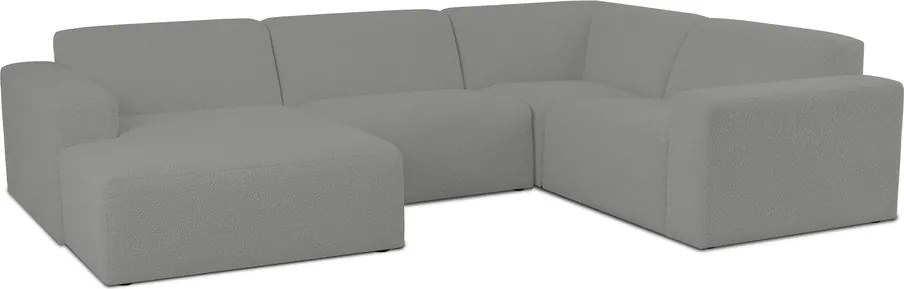 Сив ъглов диван от букле ("U" форма) Roxy – Scandic