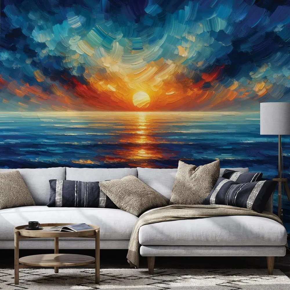Самозалепващ фототапет – Драматичен залез над океана