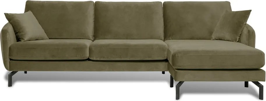 Ъглов диван от зелено кадифе (десен ъгъл) Magic - Scandic