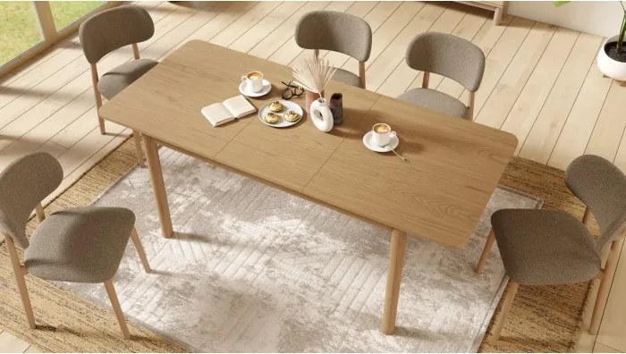 АЛMО Кафяв Таупе (тъкан Монза 40)/рамка лакиран дъб - ДЪРВЕН СТОЛ БУКЛЕ ЗА ДНЕВНА, ТРАПЕЗАРИЯ, КУХНЯ РЕТРО